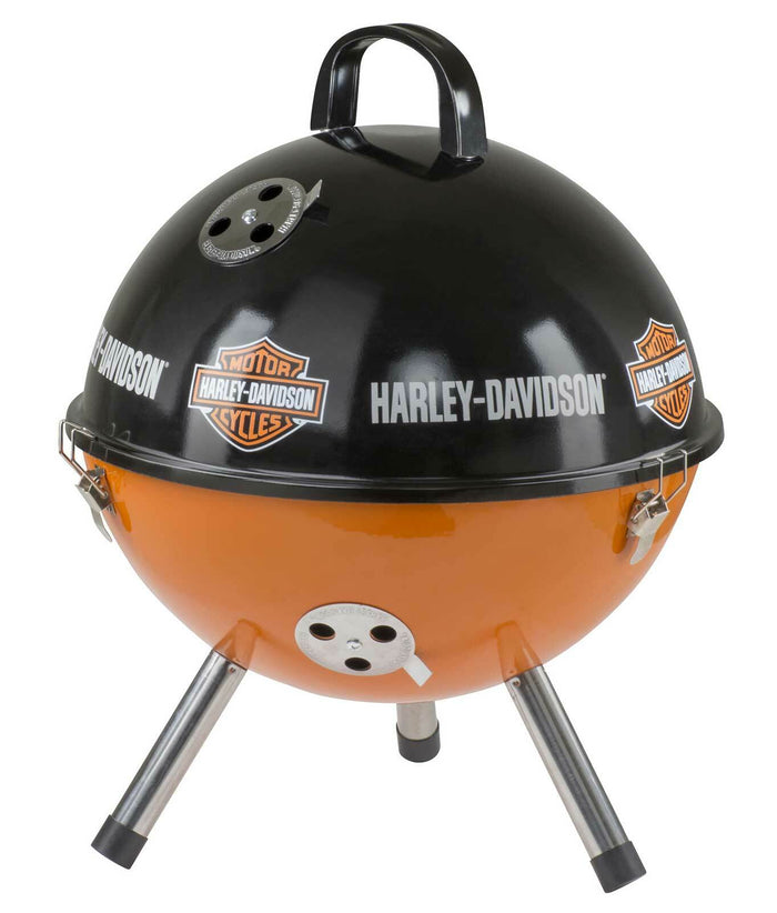 Harley-Davidson® Bar & Shield Logo Portable Charcoal Grill - Black & Orange