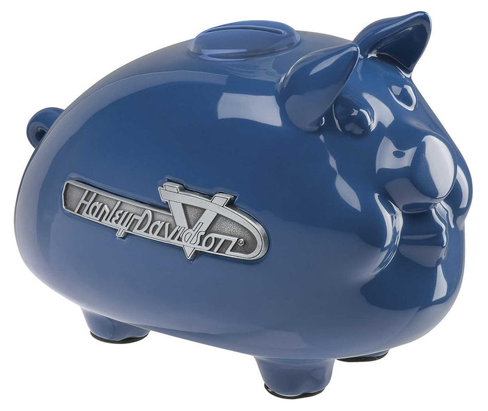 Harley-Davidson® Ceramic 1950s Tank Emblem Graphic Medium Size Hog Bank - Blue